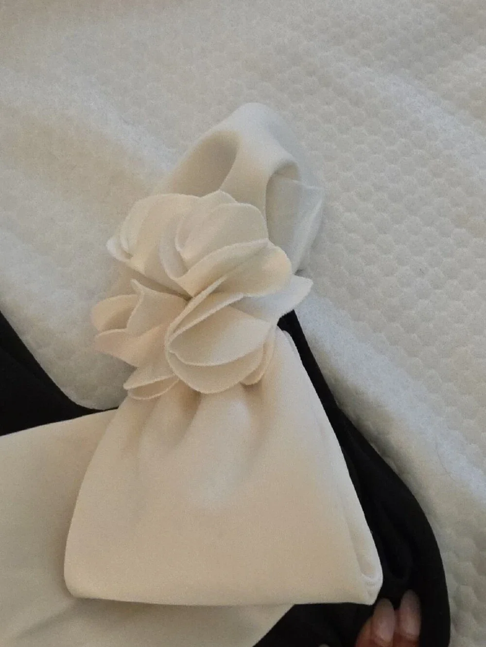 Bonnie Jean Navy and Cream One-Shoulder Flower Accent Formal Dress